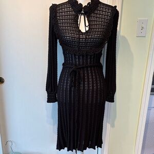 Betsey Johnson Vintage Black Crochet Dress S